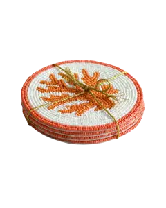 Koraal kralen onderzetter - set van 4