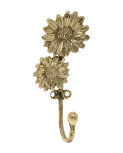 Dubbel Daisy Bloem Wandhaak Goud